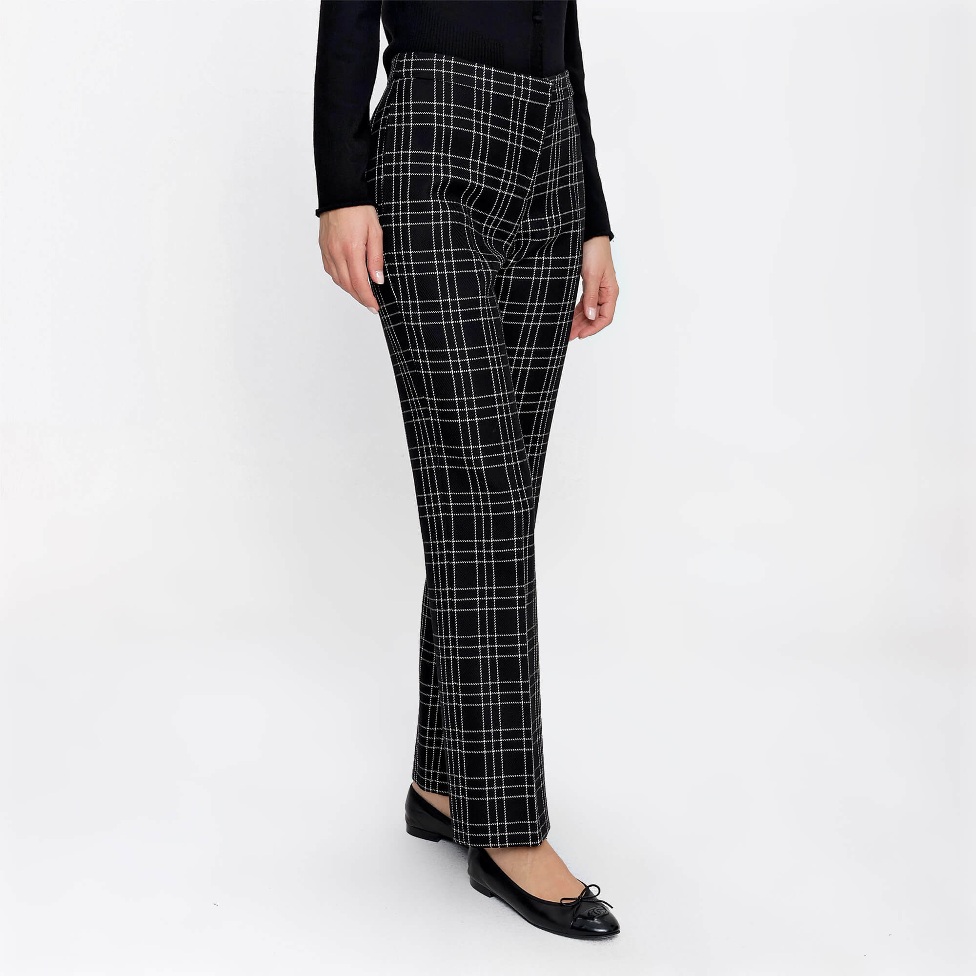 Alexander McQueen - Black&White Plaid Wool Pants